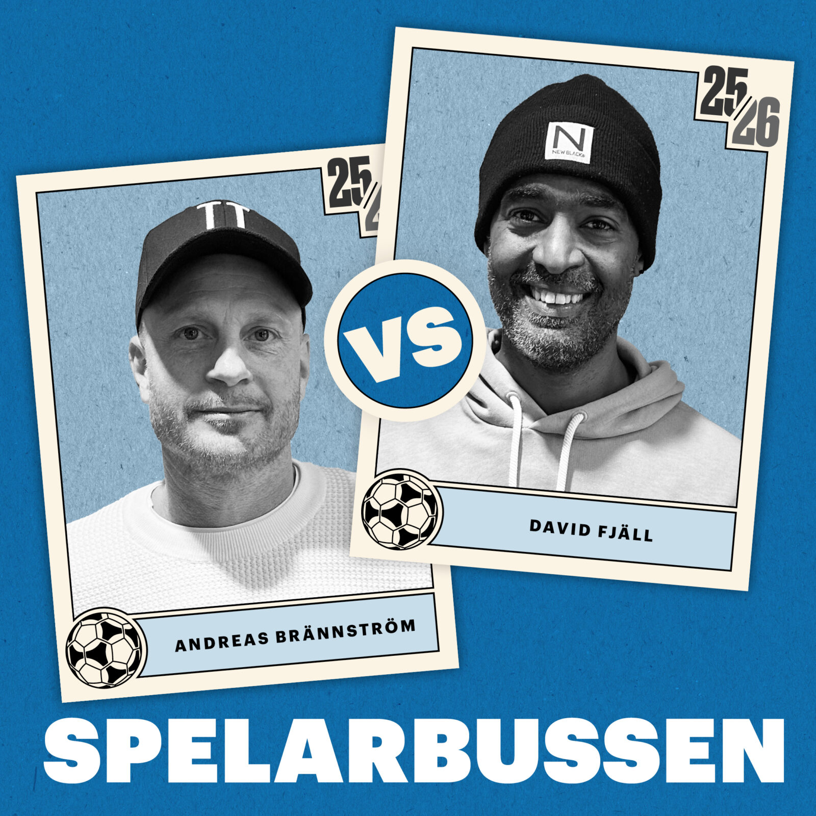Andreas Brännström och David Fjäll tävlar i Offsides quizpodd Spelarbussen