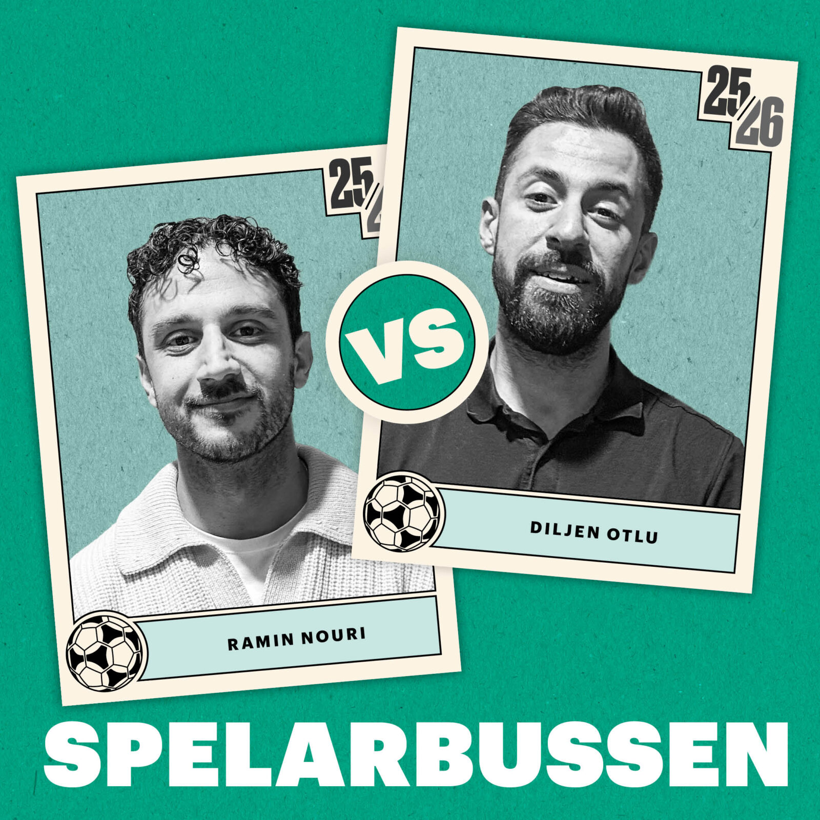 Diljen Otlu tävlar mot Ramin Nouri i Offsides quizpodd Spelarbussen
